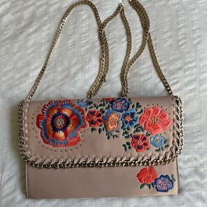 Topshop Embroidered Floral Clutch Bag
